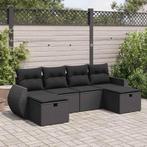 vidaXL 6-delige Loungeset met kussens poly rattan zwart, Verzenden, Nieuw, Rotan, Loungeset