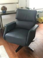 Leren relaxfauteuil - blauw leer, Huis en Inrichting, Fauteuils, Ophalen of Verzenden, Nieuw, Leer