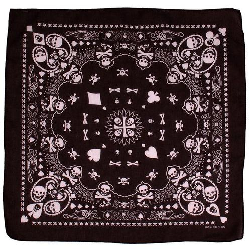 Bandana / Doek - Skulls & Kaartspel Symbolen - Zwart/Wit - K, Kleding | Heren, Hoeden en Petten, Nieuw, Ophalen of Verzenden