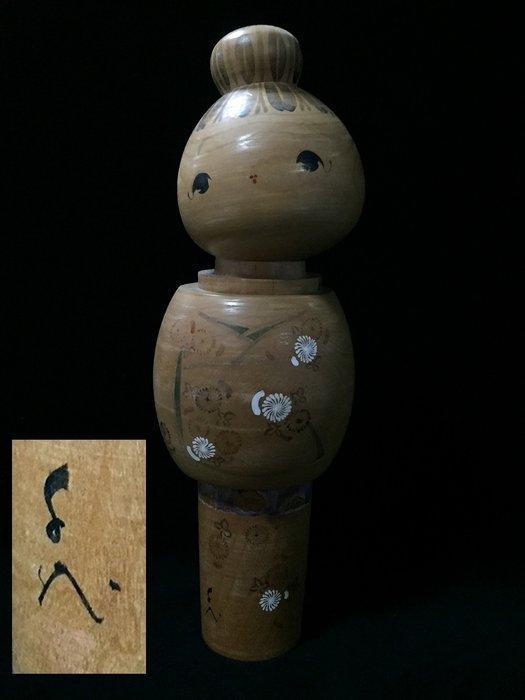 Gesigneerde / Japanse vintage houten Kokeshi-pop (H:30cm) -, Antiek en Kunst, Curiosa en Brocante