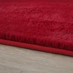 Rond Hoogpolig Vloerkleed | Pouffy | Rood | 160x160 cm, Huis en Inrichting, Stoffering | Tapijten en Kleden, Verzenden, Nieuw