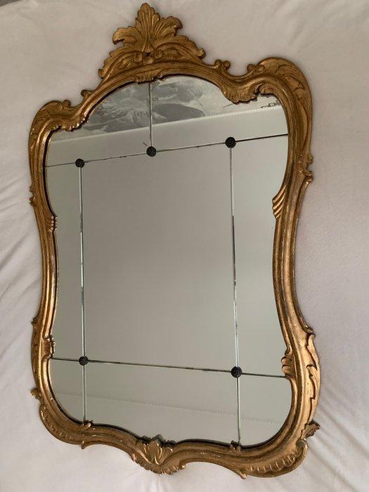 Spiegel - Hout, Glas - Houten lijst goudkleurig, Antiek en Kunst, Curiosa en Brocante