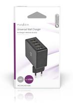 Nedis Universal 4-Port USB-A 4.8A Wall Charger-Zwart, Ophalen of Verzenden, Nieuw