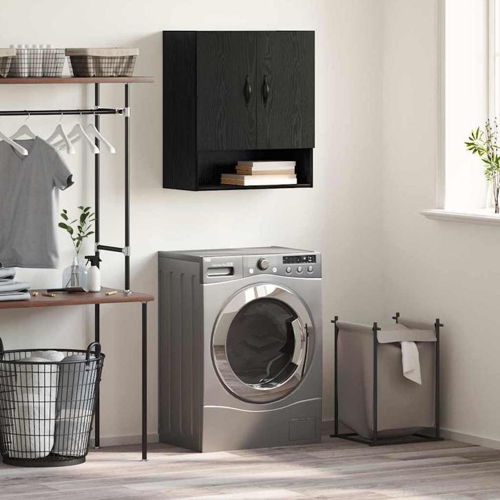 vidaXL Wandkast Zwart Eiken 60 x 31 x 70 cm Bewerkt hout, Huis en Inrichting, Kasten | Overige, Nieuw, Verzenden