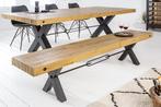 Massief houten bank THOR 200cm vintage bruin grenen, Ophalen of Verzenden, Nieuw