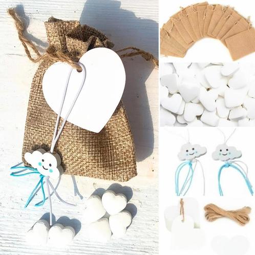 Jute giftbag met pepermuntjes,  gelukspoppetje en kaartje, Hobby en Vrije tijd, Feestartikelen, Geboorte of Huwelijk, Nieuw, Feestartikel