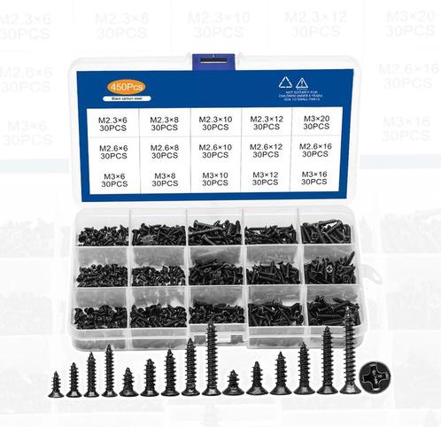 Set van 450 mini schroefjes (2.3, 2.6, 3.0 mm, verzonken, z, Doe-het-zelf en Verbouw, Gereedschap | Handgereedschap, Nieuw, Ophalen of Verzenden