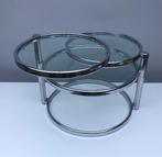 Bijzettafel - Glas, Staal - tafel van verchroomd staal met