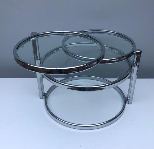 Bijzettafel - Glas, Staal - tafel van verchroomd staal met, Antiek en Kunst, Kunst | Designobjecten