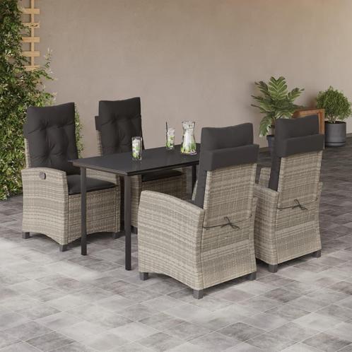 vidaXL 5-delige Tuinset met kussens poly rattan lichtgrijs, Tuin en Terras, Tuinsets en Loungesets, Tuinset, Nieuw, 4 zitplaatsen