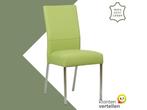 Leren eetkamerstoel Real - Hermes Lime (felgroen) - Poten, Huis en Inrichting, Stoelen, Overige kleuren, Nieuw, Ophalen of Verzenden