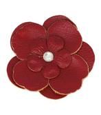 Haarspeld Duckklem Broche Bloem Leder Look 6,5cm Rood, Verzenden, Nieuw