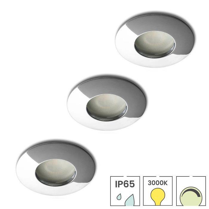 Set van 3 badkamer inbouwspots chrome + LED spots GU10, Huis en Inrichting, Lampen | Spots, Nieuw, Verzenden