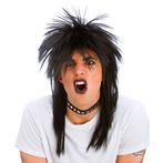 Pruik 80s rocker wild zwart, Verzenden, Nieuw, Feestartikel