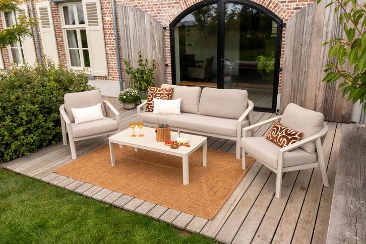 Ivola stoel-bank loungeset (4-delig) - Rope/Zand, Tuin en Terras, Tuinsets en Loungesets, Loungeset, Nieuw, Overige materialen