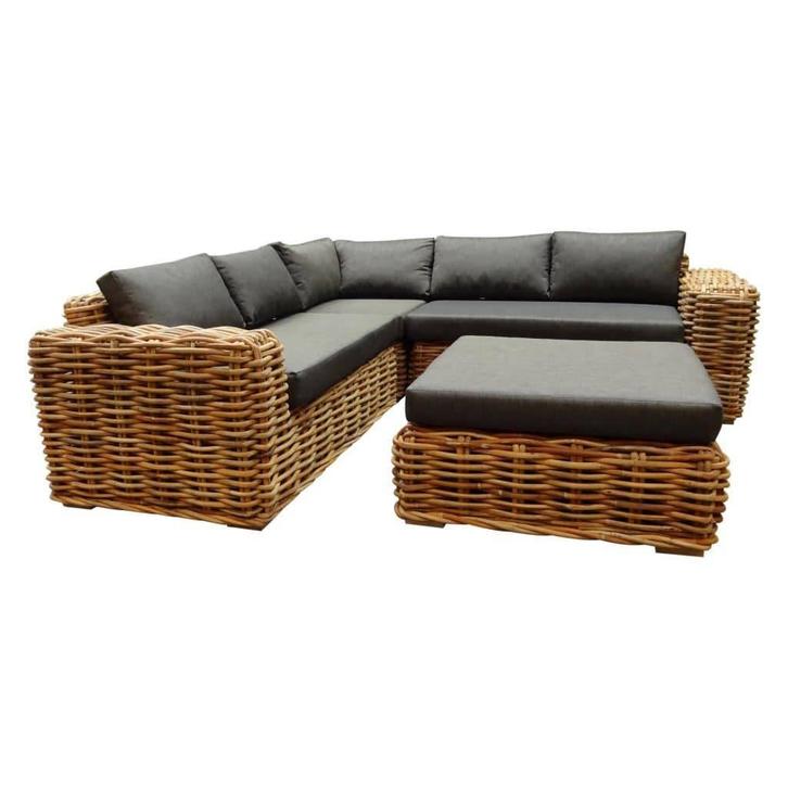 Sabuga hoek loungeset 4-delig naturel rotan, Tuin en Terras, Tuinsets en Loungesets, Nieuw, Ophalen of Verzenden