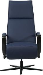 Blauwe leren relaxfauteuil |  blauw leer | NIEUW, Huis en Inrichting, Fauteuils, Nieuw, Ophalen of Verzenden, Industrieel, 50 tot 75 cm