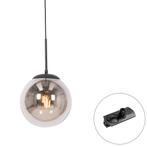 Art Deco hanglamp zwart met smoke glas incl. rail adapter, Huis en Inrichting, Verzenden, Nieuw, Art Deco