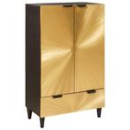 vidaXL Bijzetkast Zwart en Goud 60 x 33.5 x 100 cm massief, Huis en Inrichting, Woonaccessoires | Cd- en Dvd-rekken, Verzenden