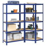 vidaXL Legbordenset 5-laags 2 st staal & bewerkt hout blauw, Huis en Inrichting, Kasten | Stellingkasten, Verzenden, Nieuw