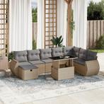 vidaXL 9-delige Loungeset met kussens poly rattan beige, Verzenden, Nieuw, Rotan, Loungeset