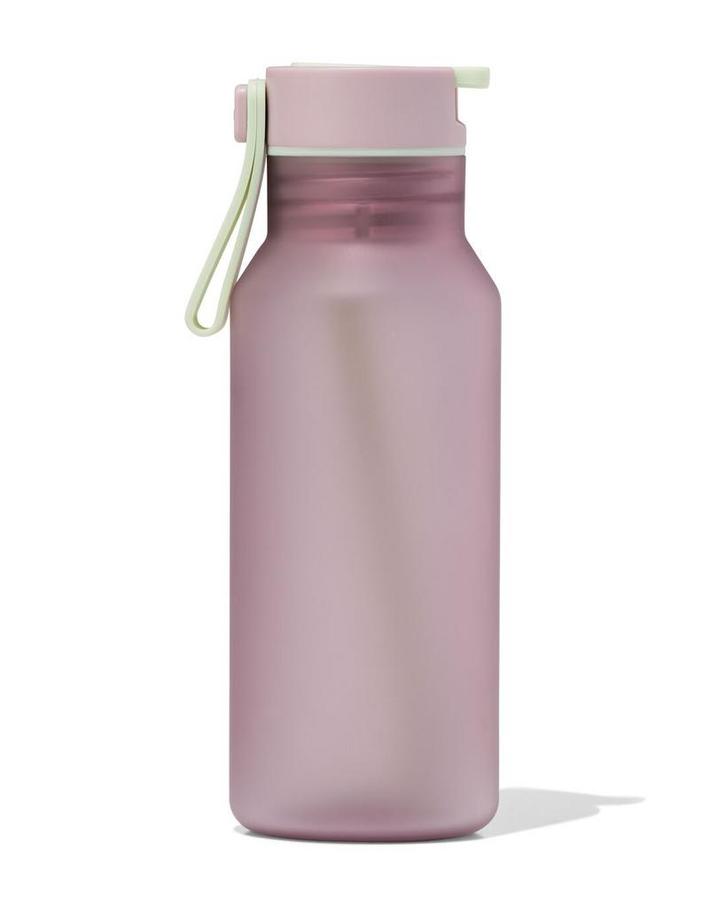 HEMA Waterfles met rietje 430ml roze, Huis en Inrichting, Keuken | Servies, Nieuw, Verzenden