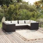vidaXL 6-delige Loungeset met kussens poly rattan zwart, Verzenden, Nieuw, Rotan, Loungeset