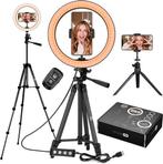 2dekans | Studio ME Ringlamp met Statief 10 inch - Zwart -, Ophalen of Verzenden, Zo goed als nieuw, Zwart