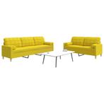 vidaXL 2-delige Loungeset met sierkussens stof lichtgeel, Verzenden, Nieuw, Vierpersoons of meer, Stof