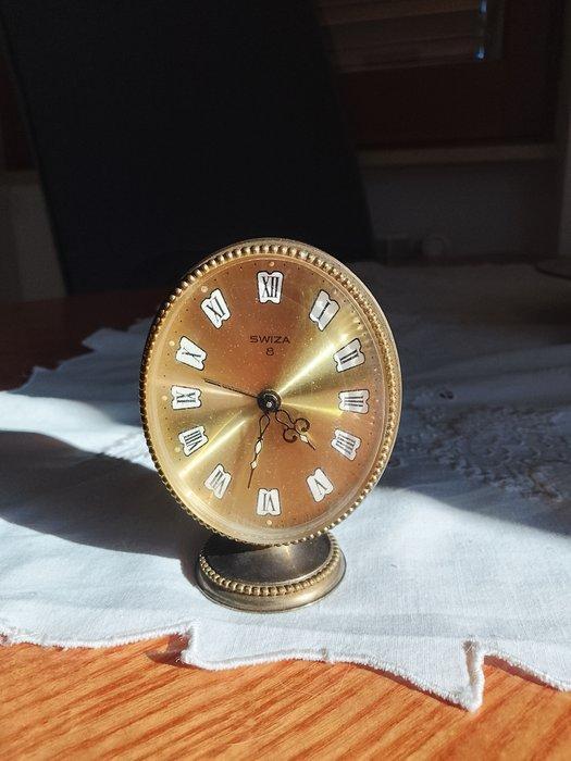 Wekker - swiza - Art Deco - Verguld messing - 1960-1970 -, Antiek en Kunst, Curiosa en Brocante