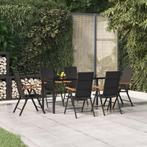 vidaXL 7-delige Tuinset poly rattan zwart en bruin, Tuin en Terras, 6 zitplaatsen, Nieuw, Tuinset, Verzenden