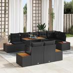 vidaXL Tuin Sofa Set met opslag 9 pcs Zwart Poly riet, Verzenden, Nieuw, Rotan