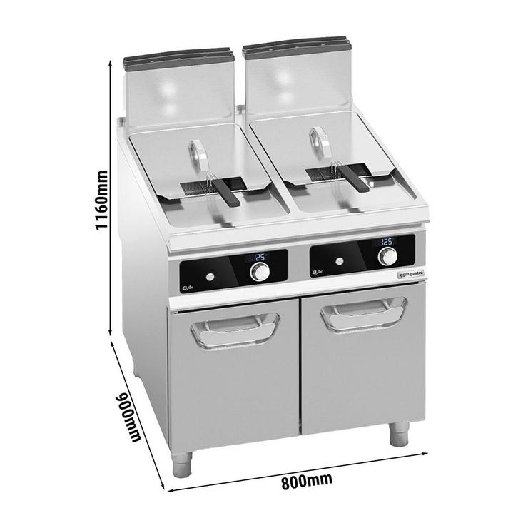 GGM Gastro | Dubbele friteuse op gas - 20+20 liter - 35 kW -, Witgoed en Apparatuur, Frituurpannen, Verzenden