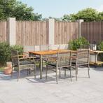 vidaXL 7-delige Tuinset met kussens poly rattan grijs, Tuin en Terras, 6 zitplaatsen, Nieuw, Tuinset, Verzenden