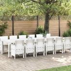vidaXL Tuin Eetset 13 pcs Wit Polt riet, Verzenden, Nieuw, Rotan