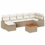 vidaXL 8-delige bankset voor in de tuin met kussens, beige, Verzenden, Nieuw, Rotan