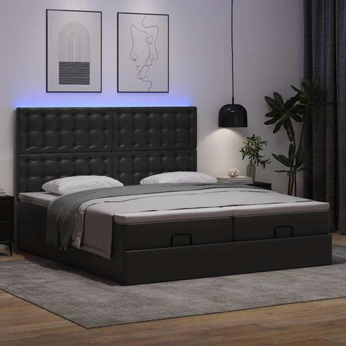 vidaXL Bedframe met matrassen 180x200cm kunstleer zwart, Huis en Inrichting, Slaapkamer | Bedden, 80 cm, 200 cm, Zwart, Eenpersoons