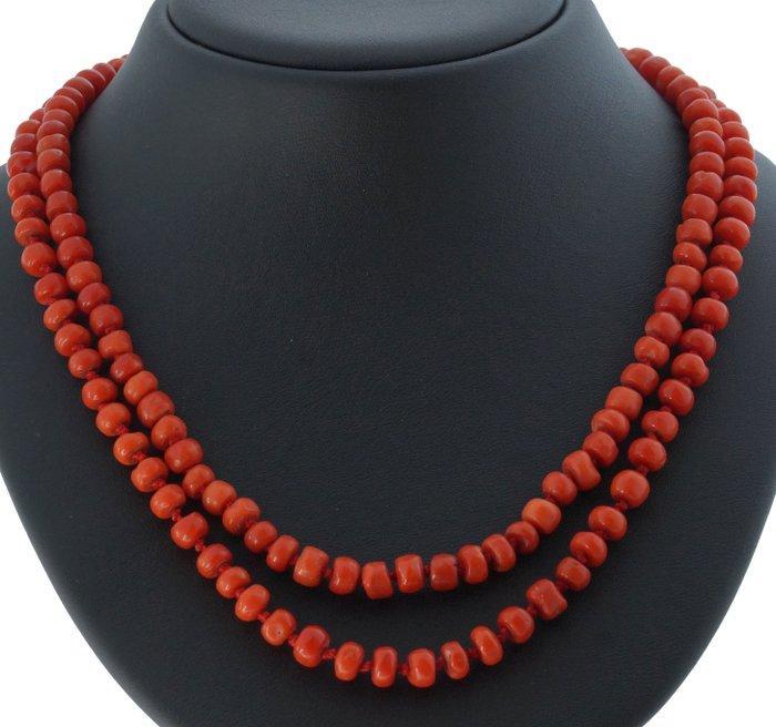 Ketting - 14 karaat Geel goud Bloedkoraal - Fraai gouden, Sieraden, Tassen en Uiterlijk, Antieke sieraden