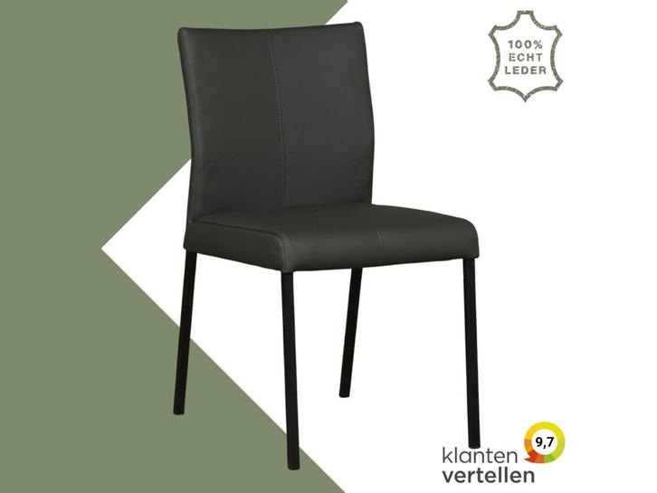 Leren eetkamerstoel Basic - Toledo Verde (donkergroen) -, Huis en Inrichting, Stoelen, Eén, Overige kleuren, Nieuw, Leer, Ophalen of Verzenden