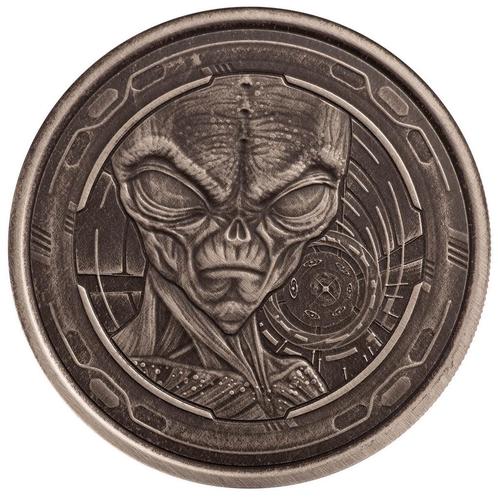 Ghana Africa Alien Antique Finish 1 oz 2022 (5.000 oplage), Postzegels en Munten, Munten | Afrika, Losse munt, Zilver, Overige landen