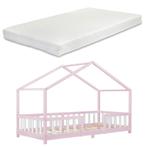 Kinderbed Treviolo met matras 90x200 cm roze en wit, Kinderen en Baby's, Kinderkamer | Bedden, Verzenden, Nieuw