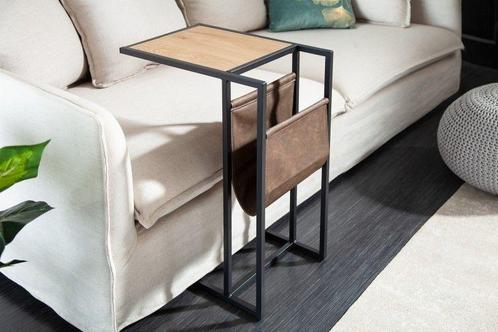 industrieele laptoptafel LOFT 48cm eikenlook bijzettafel met, Huis en Inrichting, Tafels | Sidetables, Ophalen of Verzenden