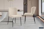 Eetkamerstoel Lisa Boucl Beige Poten metaal en bekleding, Overige kleuren, Nieuw, Ophalen of Verzenden, Modern