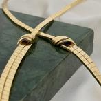 Gouden omega schakel collier | 43 cm (spiegelend effect), Sieraden, Tassen en Uiterlijk, Kettingen, Ophalen of Verzenden, Gebruikt