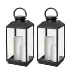 Set van 2 Newport Windlicht Zwart Medium Tuinaccessoires, Verzenden, Nieuw