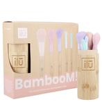 Bamboom Makeup Brush Set + Bamboo Houder - 5st., Nieuw, Make-up, Ophalen of Verzenden