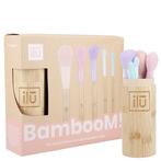 Bamboom Makeup Brush Set + Bamboo Houder - 5st., Ophalen of Verzenden, Nieuw, Make-up