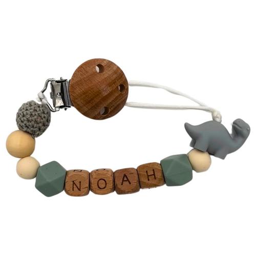 Speenkoord Dino - Met eigen naam - € 13,95, Kinderen en Baby's, Babymode-accessoires, Nieuw