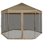 Partytent met wanden zeshoekig 3,6x3,1 m taupe 220 g/m, Huis en Inrichting, Verzenden, Nieuw
