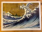 Katsushika Hokusai - A colored version of the Big wave from, Antiek en Kunst